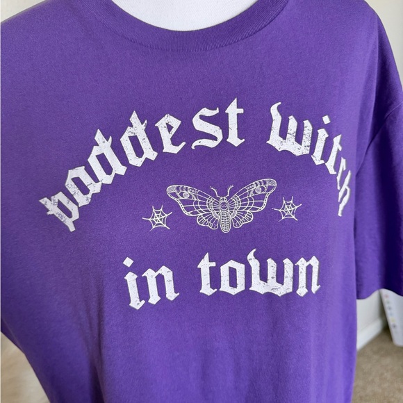 Purple Graphic Tee - Women's Top “Baddest Witch In Town” - Picture 7 of 7